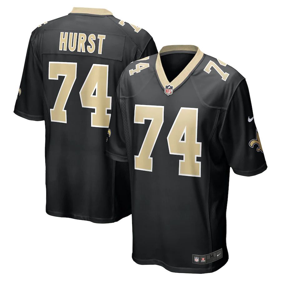 Men New Orleans Saints 74 James Hurst Nike Black Game NFL Jersey